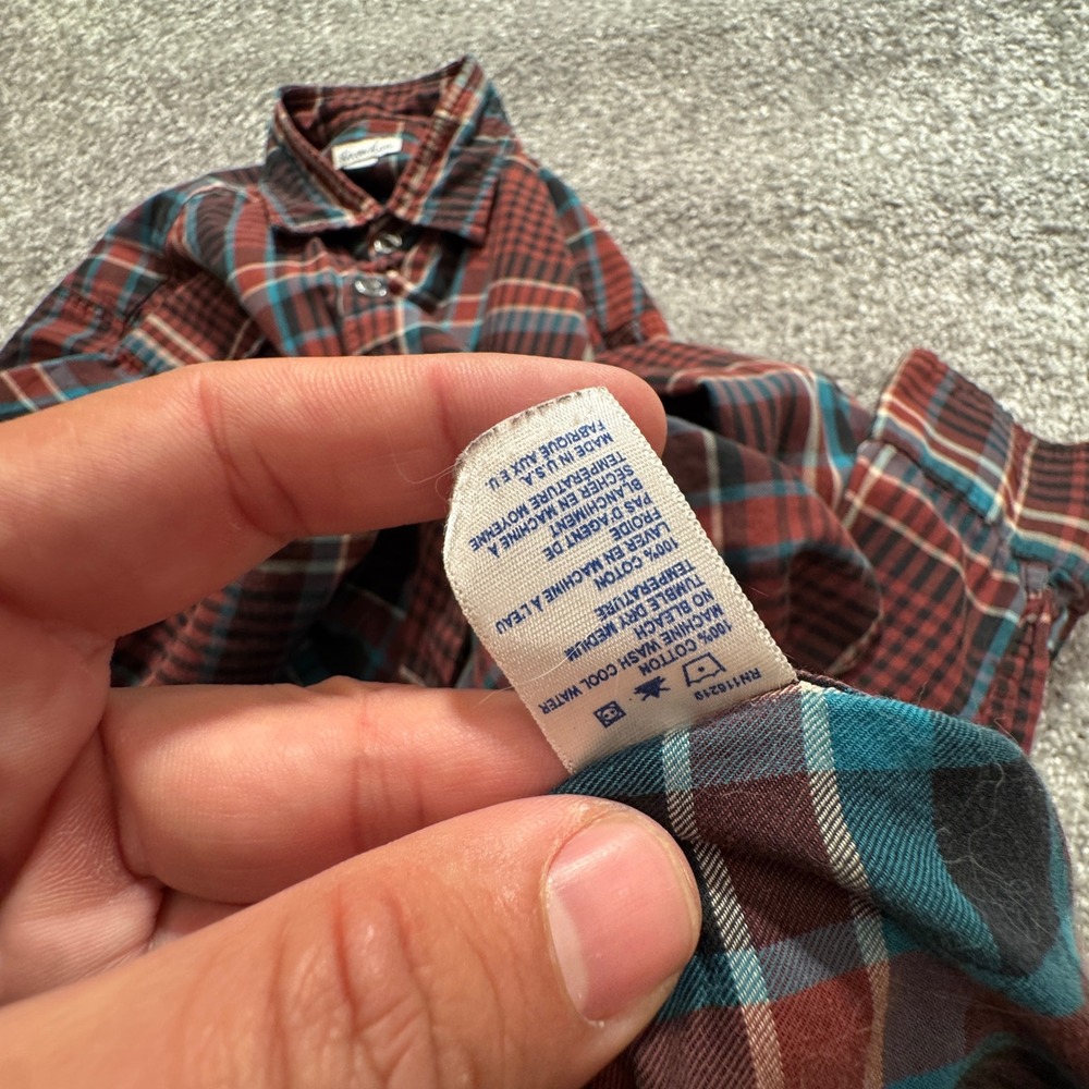 Steven Alan Shirt Mens Small Red Blue Plaid Cotton Casual Button Down USA Preppy - Picture 4 of 10